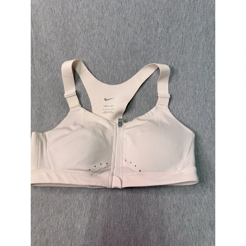 Nike Dri-FIT High Support Sports Bra Women's Small A-C Front Zip Light Pink